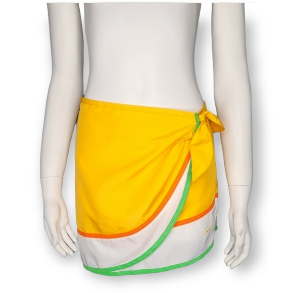 3/$13 Nike Side Tie Wrap Skirt size XS Yellow Orange Green White